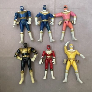 6x Power Rangers Zeo Figuren Konvolut 1996 Bandai Wechselkopf rosa blau rot - Bild 1 von 12