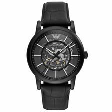 Emporio Armani Luigi Meccanico Automatic Brown Leather Mens Watch - Temelli  Jewellery