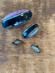 4 vintage fancy painted black glass buttons - Picture 1 of 12