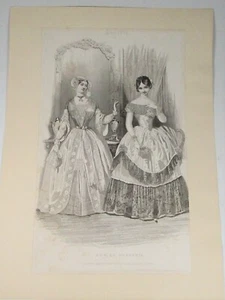 Libro de dama de Godey 1851 AHORA TEN CUIDADO plato de moda por litografía de J. Pease - Imagen 1 de 8