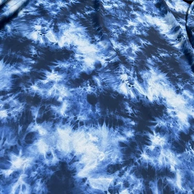 Tie Dye Blue Print Nylon Spandex Fabric 4 Way Stretch Spandex by the yard - Image 1 of 4