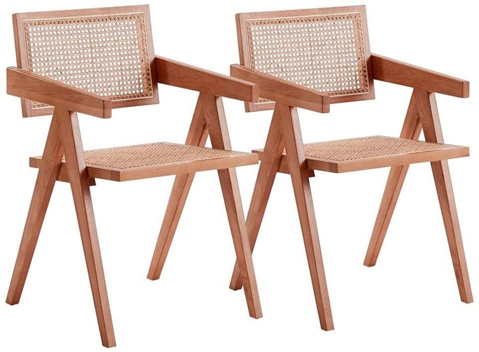 Hamlet Nature Wood and Cane Dining Chairs Set of 2 - Image 1 of 1