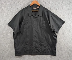 Cafe Luna Men's Solid Black Cuban Guayabera Tropical Casual Button Shirt 3XL - Picture 1 of 9