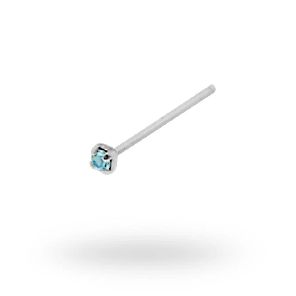 Piercing Naso Chiodino a Griffe con Zircone Azzurro 1.5 mm in Argento 925 - Immagine 1 di 1