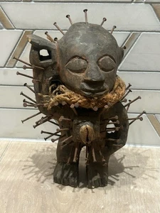 Antike Original Afrikanische Nkisi Nkondi Nagel Fetisch Kongo Holz Voodoo Skulptur - Bild 1 von 9