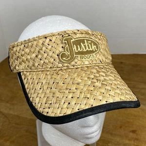 Justin Boots Straw Visor Hat Western Logo Adjustable Cowboy Style  - Picture 1 of 15
