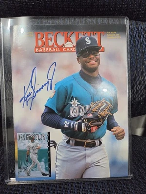 Tarjeta de béisbol Beckett autografiada mensual de Ken Griffey Jr., julio de 1995 Foto 1 de 2