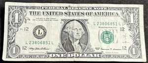 1999 San Francisco $1 Bill Fancy Numbers Note Low Treasury Stamp - Picture 1 of 2