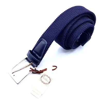 Cintura Saddler's Elastico Blu finiture Pelle Fibbia Acciaio Calibrata 130/145 - Immagine 1 di 3