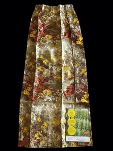 2 Panels Vtg Cottage Core, MCM, Floral Antique Satin Curtains Linen Heavy 48x63 - Picture 1 of 7