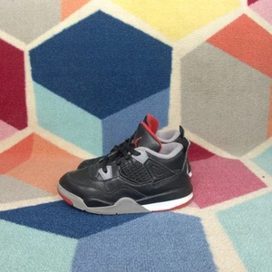Jordan 4 Retro TD Size 10c Toddler Preschool Bred Black Fire Red Grey BQ7670-006 - Picture 1 of 9