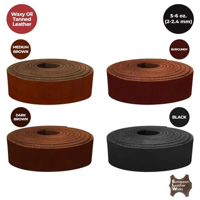 European Leather Work Oil Tanned Waxy Finish Leather Belts 5-6 oz. (2-2.4mm) - Image 1 of 4