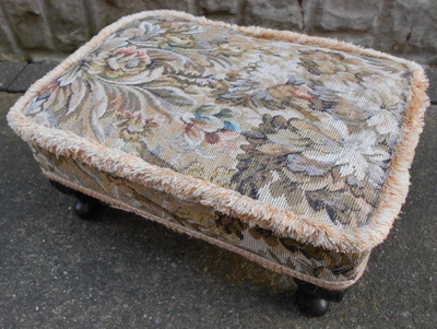 Vintage Sherborne Foot Stool Queen Anne Style Legs Tapestry Please Read - Image 1 of 4