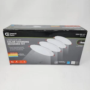 Commercial Electric 6 in Slim LED Canless Recessed Light Adjustable CCT (4 Pack) - Picture 1 of 16