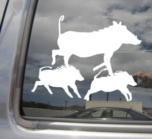 Warthog Family of 3 Three - Wild Pig Boar Car Window Vinyl Decal Sticker 01515 - Picture 1 of 2