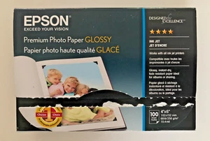 Epson Premium Photo Paper Glossy Ink Jet 4x6 (100 sheets) Open Box - Photo 1/4