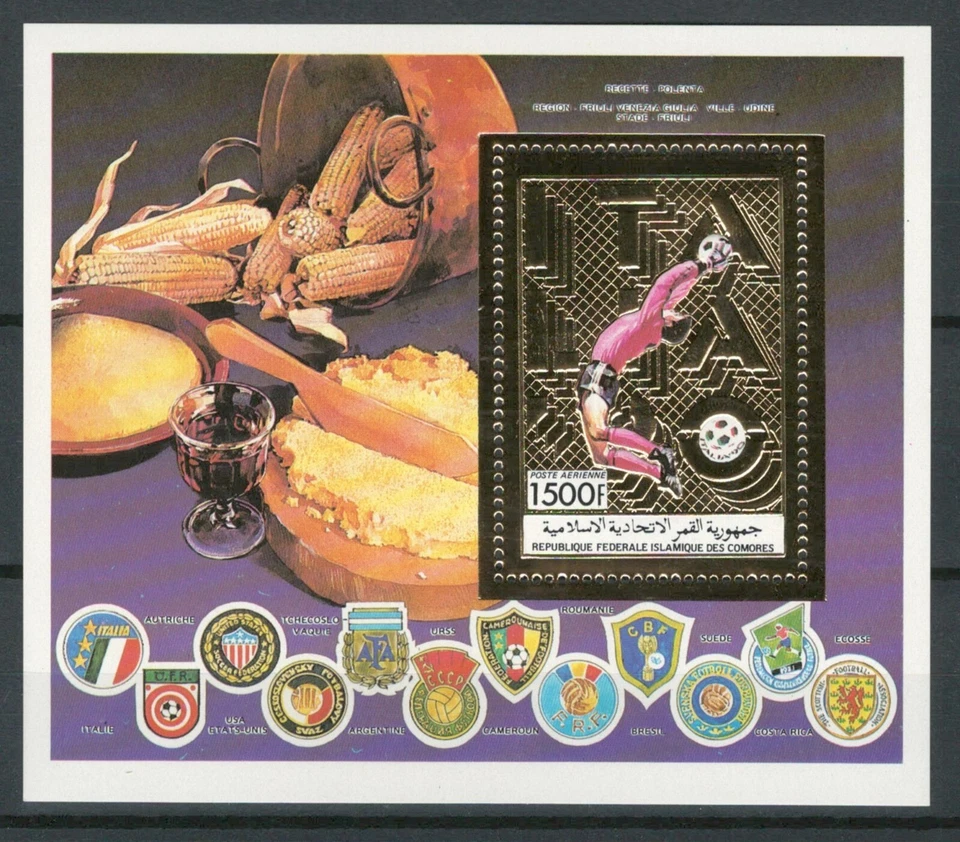 LOTE DE SELLOS DE LÁMINA DE ORO COMOROS WORLD CUP 89 FUTBOL FÚTBOL MNH (SPO 627) Foto 1 de 1