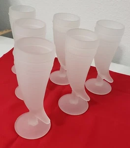 Vtg Frosted Powder Horn Glasses Beer Pilsners Set of 6 Tiara glassware - Picture 1 of 4