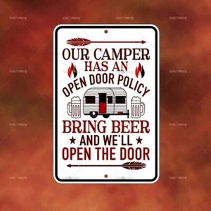 Camper Open Door Policy Camping Sign Home room wall art gift decor funny A1245 - Picture 1 of 1