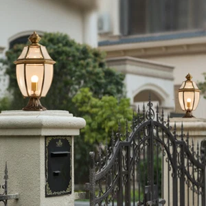 Garden Gate Pillar Light Outdoor Yard Post Lamp Glass Pillar Light Post Lighting - Picture 1 of 7