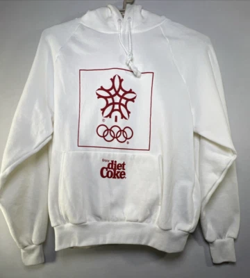 Vintage 1988 Calgary Winter Olympics Diet Coke Hoodie Chalk Line USA Size L - Image 1 of 4