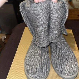 UGG Australia Classic Cardy Tall Sweater Boots Womens US 8 Grey Authentic - Picture 1 of 6