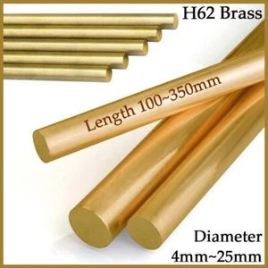 H62 Brass Round Solid Bar Rod Metal Modelmaking Diameter 4~25mm Length 100~350mm - Picture 1 of 12
