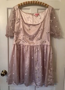 Dolls Kill Sugar Thrillz Dress 2X Pink Floral Baby Doll Mini Puff Sleeve Fairy - Picture 1 of 6