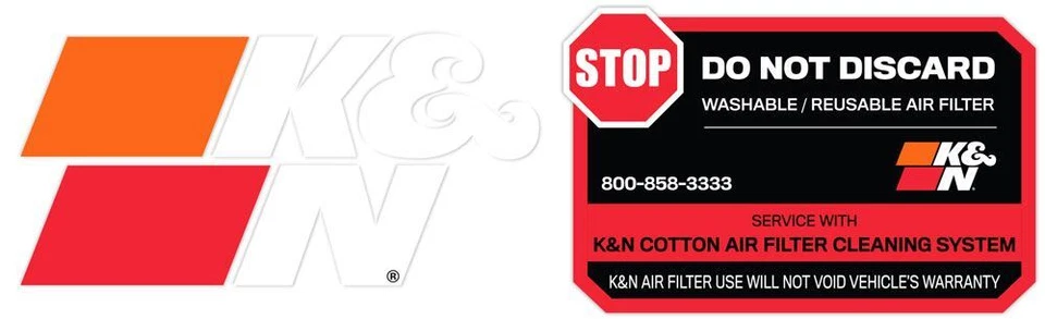 89-16063-2 K&N DECAL; STOP + K&N, 2-1/8" X 3-1/8" - Image 1 of 1