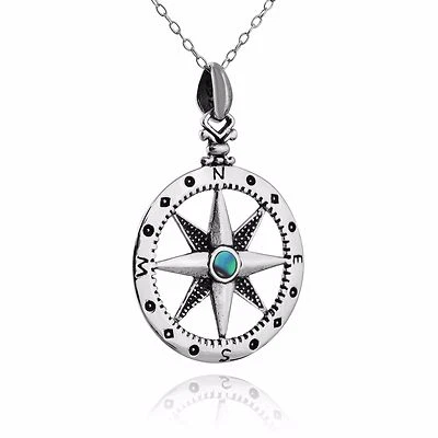 North Star Compass Necklace - 925 Sterling Silver - Pendant Graduation Gift  - Image 1 of 4