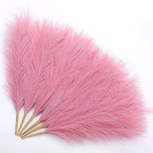 Pampas Grass Pink 17 Inch 6pcs Artificial Pampas Grass Faux Pompas Centerpiec... - Picture 1 of 9