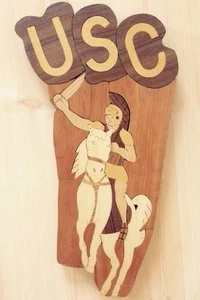Arte colgante de pared de placa de madera para caballo de Troya USC 22"" X 12"" hecho a mano - Imagen 1 de 4