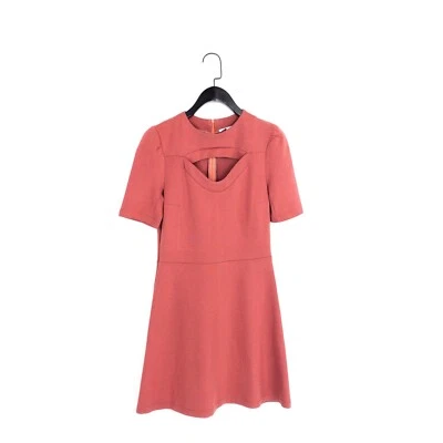 Carven Peach Thick Jersey Keyhole Cutout Cap Sleeve Skater Mini Dress - Size S - Image 1 of 4