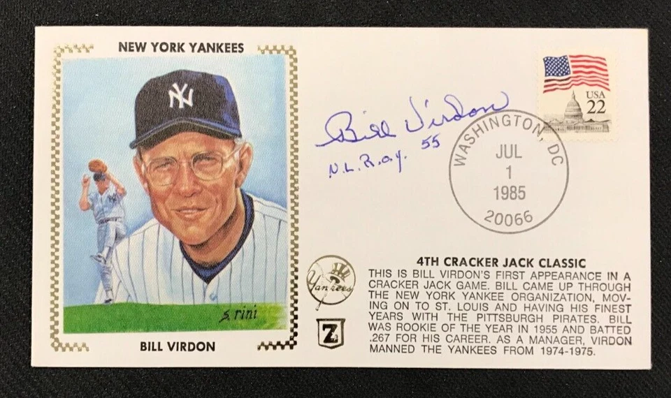 Bill Virdon Signed 1st Day Envelope AUTO Photo Cachet GM Yankees 1955 NL R.O.Y! - Image 1 of 2