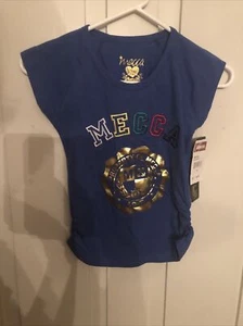 Mecca Embroidered Logo Blue w/Gold T Shirt Youth Girl's Small 7/8 NWT - Picture 1 of 3