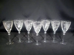 Fostoria June Clear Water Goblets Stem 5098 Etch 279 Set of 7 - Picture 1 of 16