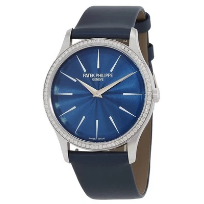 Relógio feminino Patek Philippe Calatrava automático mostrador azul diamante 4997-200G-001 - Imagem 1 de 4