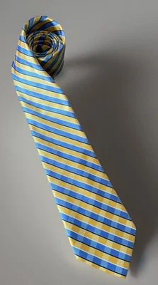 Jones New York Neckwear Tie Blue Gold Striped Pattern Polyester JBHS - Image 1 of 4