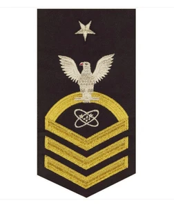 Vanguard NAVY E8 MALE RATING BADGE ELECTRONICS TECHNICIAN SEAWORTHY GOLD ON BLUE - Picture 1 of 2