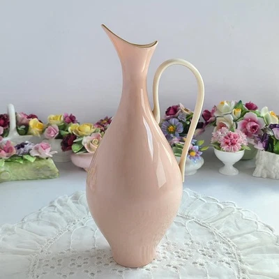 Jarrón Lenox Rubor Rosa Ewer Jarra Borde Dorado Hueso China - EE. UU. Foto 1 de 4