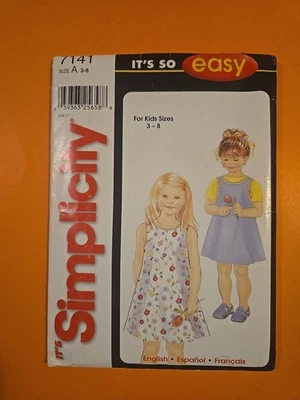 SIMPLICITY PATTERN 7141 CHILDS' DRESS / KIDS SIZES 3-8 - Image 1 of 4