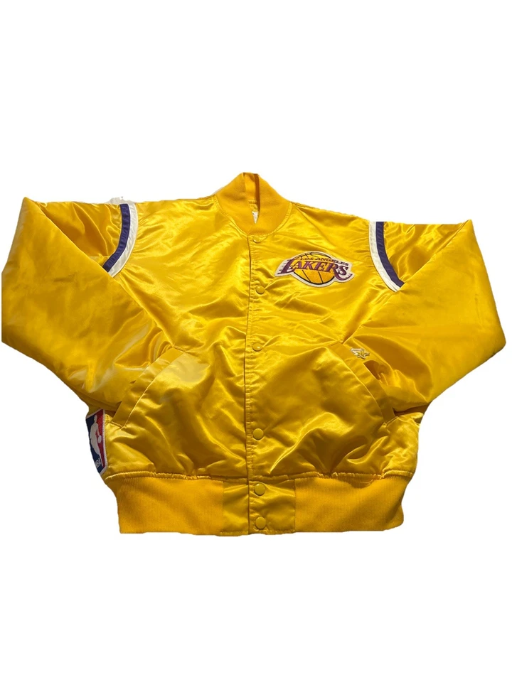 Chaqueta de iniciación Los Angeles Lakers - Amarillo satinado - Talla mediana - Hecha en EE. UU. Foto 1 de 4