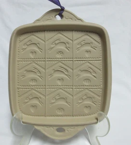 VTG 1993 Square Brown Bag Cookie Art Shortbread Mold leaping rabbits RecipeBook - Picture 1 of 8