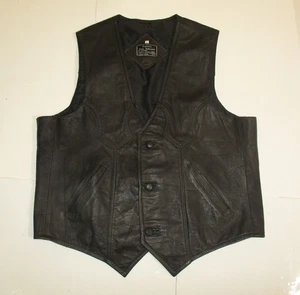 Chaleco Hnos Solórzano 100% Cuero Negro Talla 48 DE COLECCIÓN ORIGINALES - Imagen 1 de 4