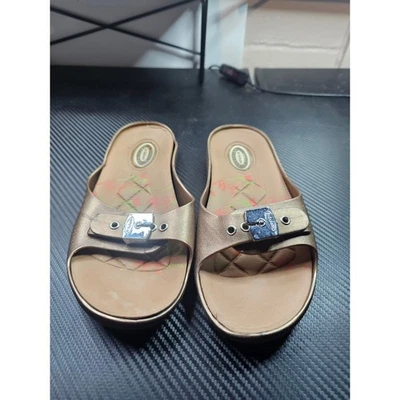 Sandalias Dr. Scholls Originales Bronce Slides Zapatos Talla 6 Foto 1 de 4