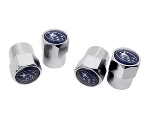4x Silver Alloy Tire Air Valve Stem Cap Fits Most Subaru Cars, Wagons & SUVs - Picture 1 of 2