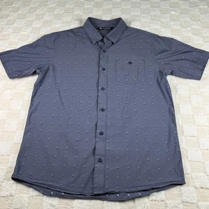 Travis Mathew Mens Medium Button Down Shirt Short Sleeve Blue Pattern Casual - Picture 1 of 11