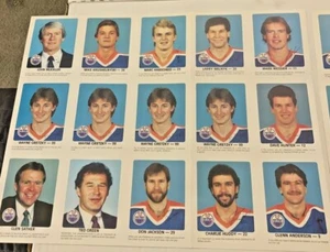 1984-85 Red Rooster Edmonton Oilers Uncut Sheet With 4 Wayne Gretzky Very Rare - Picture 1 of 5