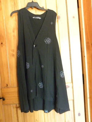 BLUE FISH TUNIC VEST/DUSTER 26 28 3X Button Painted Pockets Sleeveless Oversized - Image 1 of 4