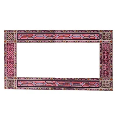 Purple Horizontal Full length Moroccan Wooden Handpainted mirror frame 61" x 24" - Image 1 of 4